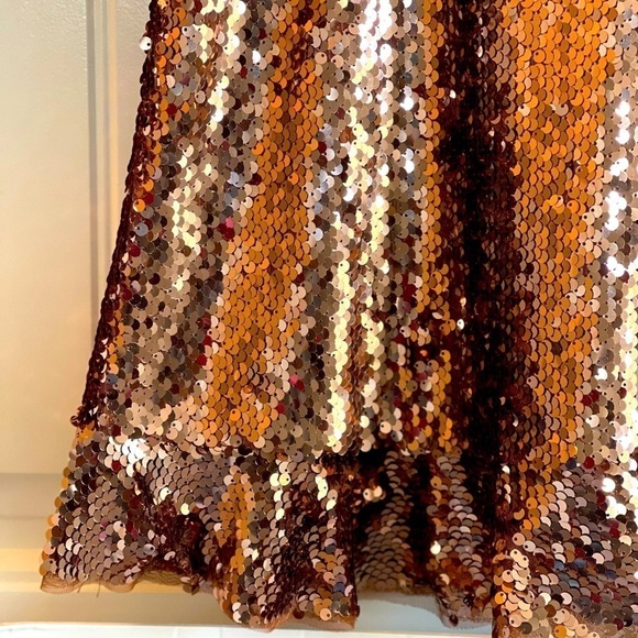 Free People Dress Rose Gold Sequin Dress Tribeca Cocktail Party Prom Dress Sz 12 - Picture 7 of 15